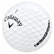 Callaway Supersoft golf ball in white, showing the logo and number