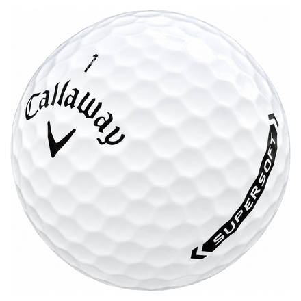 Callaway Supersoft golf ball in white, showing the logo and number