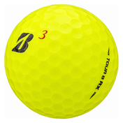 Bridgestone Tour B RX golf ball in yellow, showing the logo and number