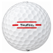 Titleist TruFeel golf ball in white, showing the red TruFeel alignment stamp