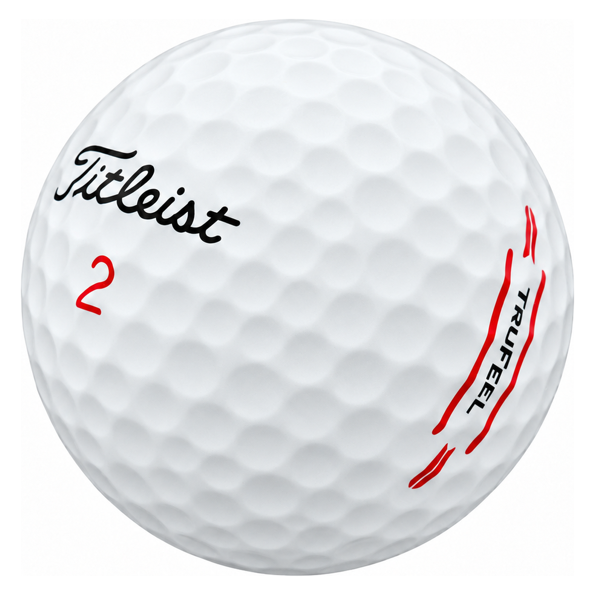 Titleist TruFeel golf ball in white, showing the logo and number
