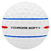 Callaway Chrome Soft Triple Track golf ball in white, showing the red and blue Triple Track alignment lines